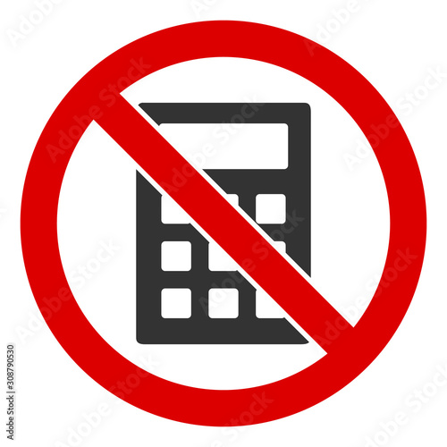 No calculator vector icon. Flat No calculator symbol is isolated on a white background.