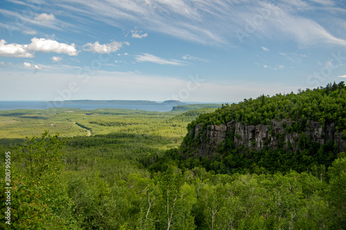 Εκτύπωση καμβά landscape with trees and blue sky lake superior thunder bay ontario canada