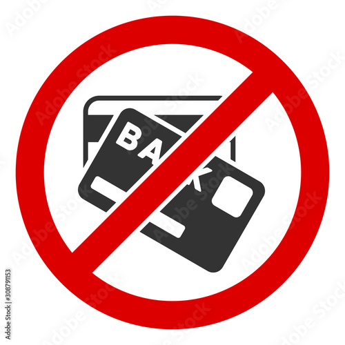 No credit cards vector icon. Flat No credit cards symbol is isolated on a white background.