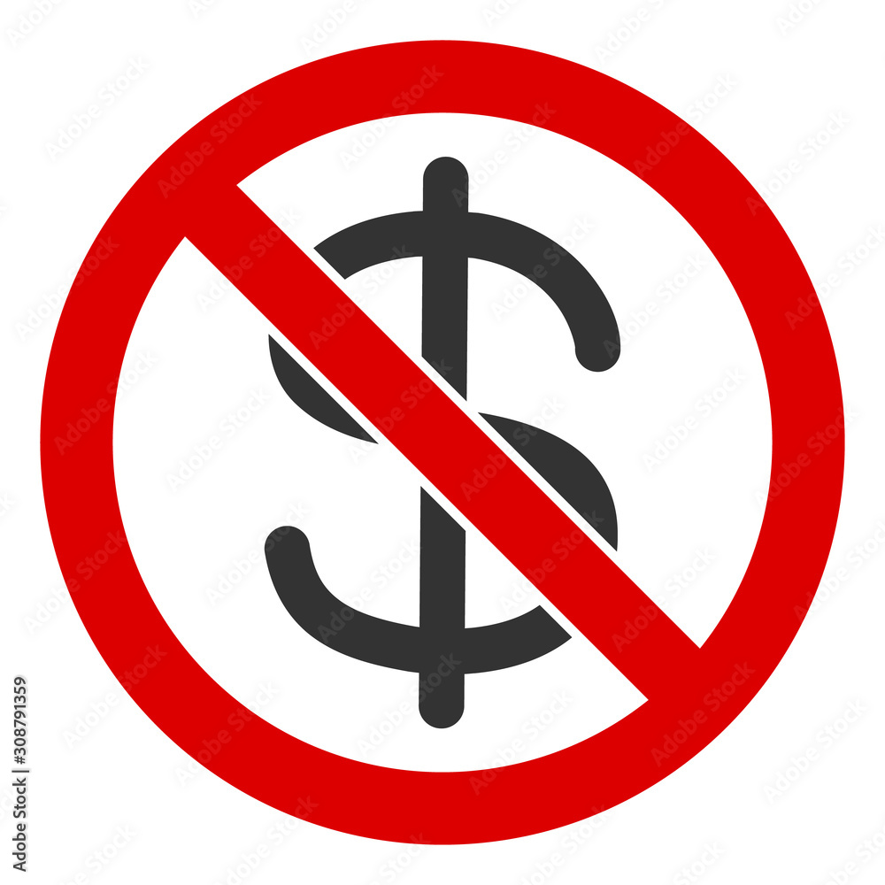 No dollar currency vector icon. Flat No dollar currency pictogram is isolated on a white background. No dollar currency vector icon. Flat No dollar currency pictogram is isolated on a white background.