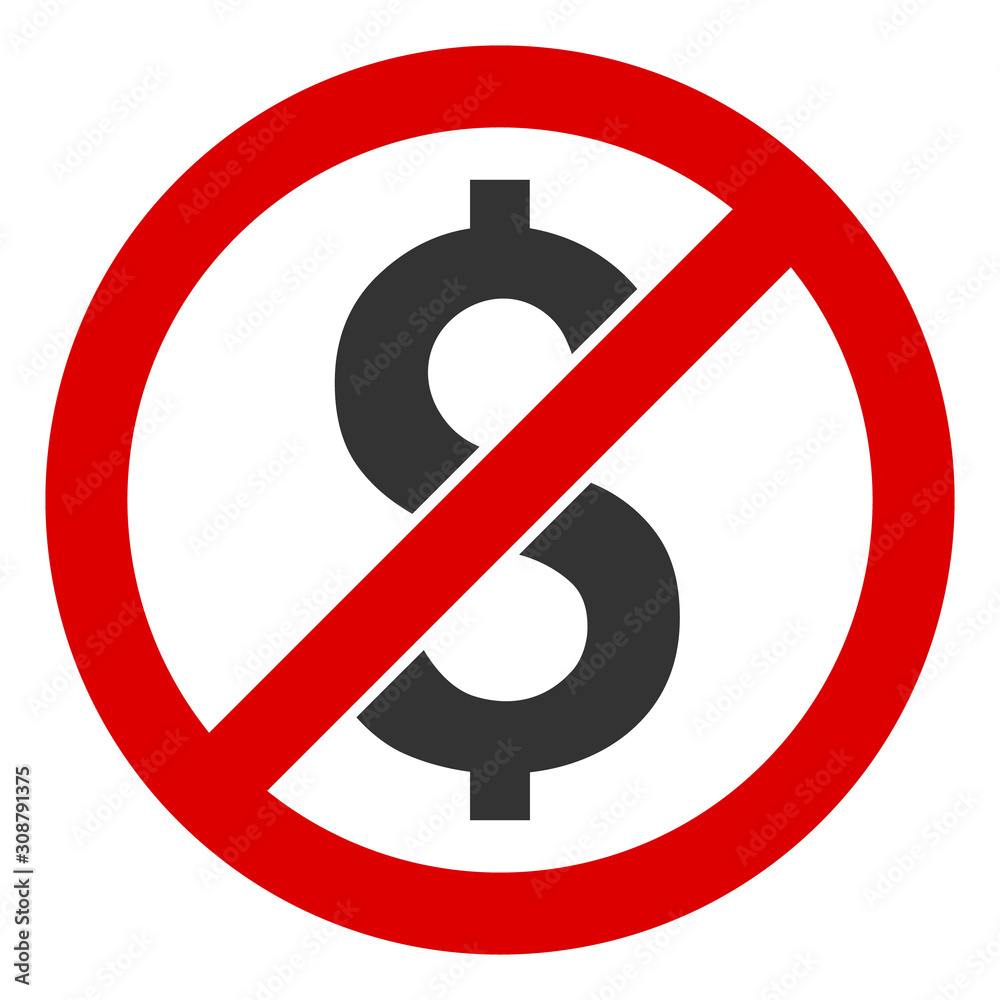 No dollar vector icon. Flat No dollar symbol is isolated on a white background. No dollar vector icon. Flat No dollar symbol is isolated on a white background.