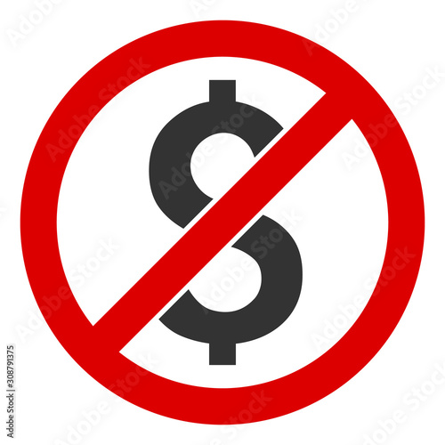 No dollar vector icon. Flat No dollar symbol is isolated on a white background.