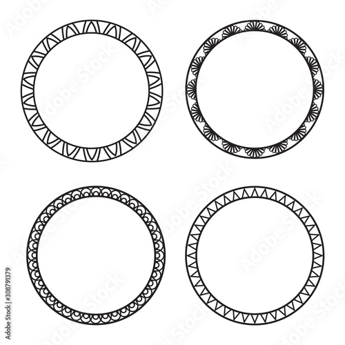 Vintage hand drawn circle border frame for design on white  stock vector illustration