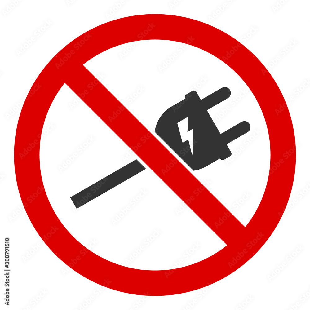 No electric cord vector icon. Flat No electric cord pictogram is isolated on a white background. No electric cord vector icon. Flat No electric cord pictogram is isolated on a white background.