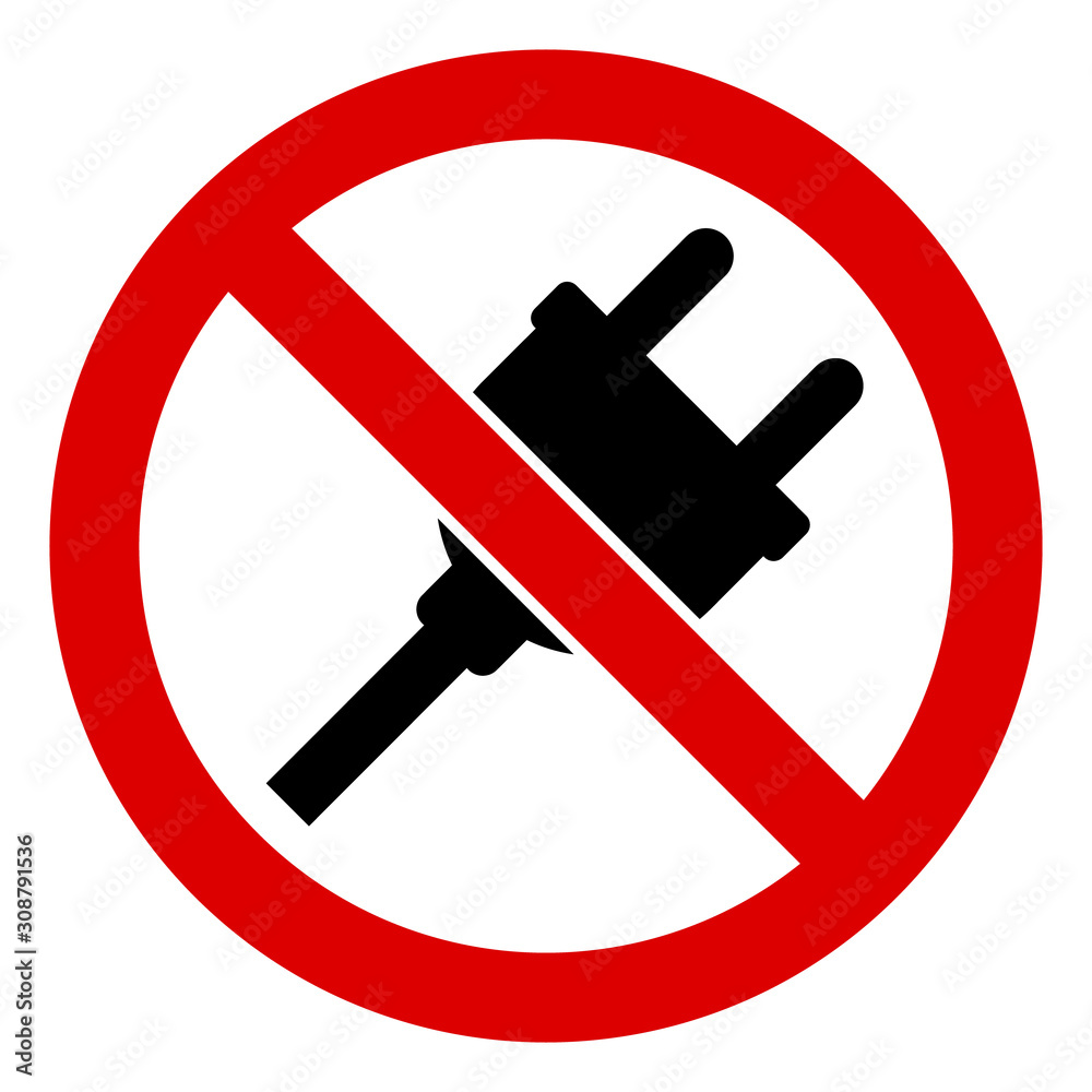 No electric plug vector icon. Flat No electric plug symbol is isolated on a white background. No electric plug vector icon. Flat No electric plug symbol is isolated on a white background.