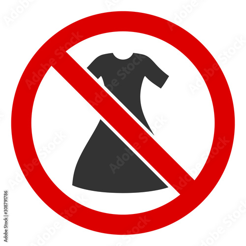 No female dress vector icon. Flat No female dress symbol is isolated on a white background.
