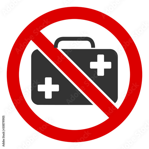 No first-aid case vector icon. Flat No first-aid case symbol is isolated on a white background.
