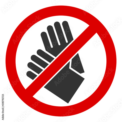 No gloves vector icon. Flat No gloves symbol is isolated on a white background.