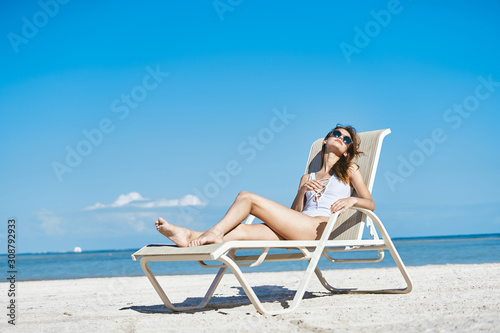 woman in bikini on beach