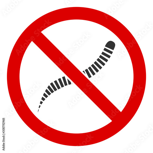 No helminth worms vector icon. Flat No helminth worms symbol is isolated on a white background.
