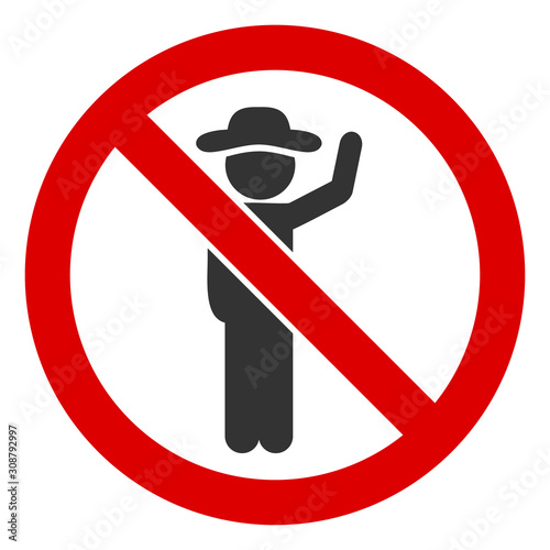 No hitchhiking vector icon. Flat No hitchhiking symbol is isolated on a white background.