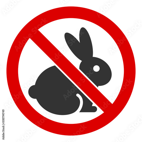 No rabbits vector icon. Flat No rabbits symbol is isolated on a white background.