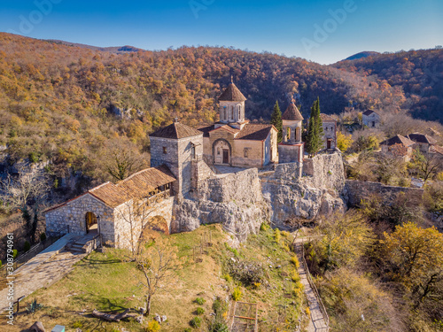 The aerial view of monastery Motsameta near Kutaisi, Georgia