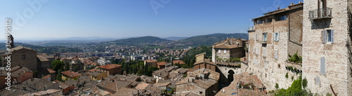 Panorama from Cavour Garden, Perugia. Panorama of the city from the viewpoint in the balcony of Cavour Garden. It is situated in Perugia, Italy.