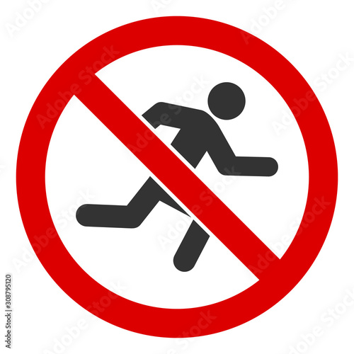 No running vector icon. Flat No running symbol is isolated on a white background.