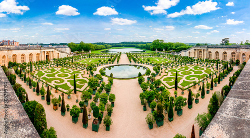 Versailles formal garden outside Paris, France photo