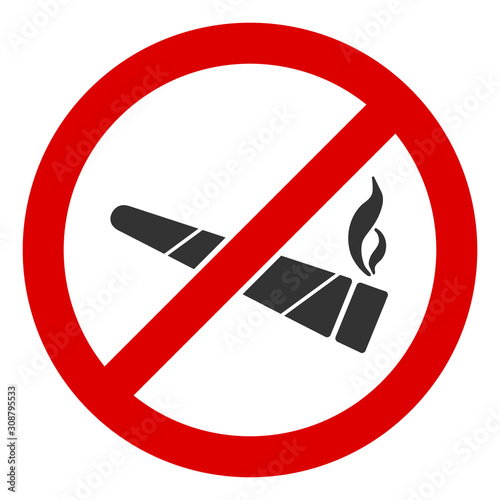 No smoking cannabis vector icon. Flat No smoking cannabis pictogram is isolated on a white background.