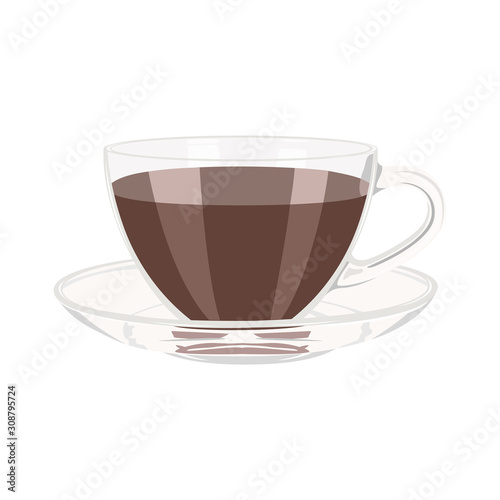 Cup of coffee. Vector illustration of Cup with saucer and drink on white background.