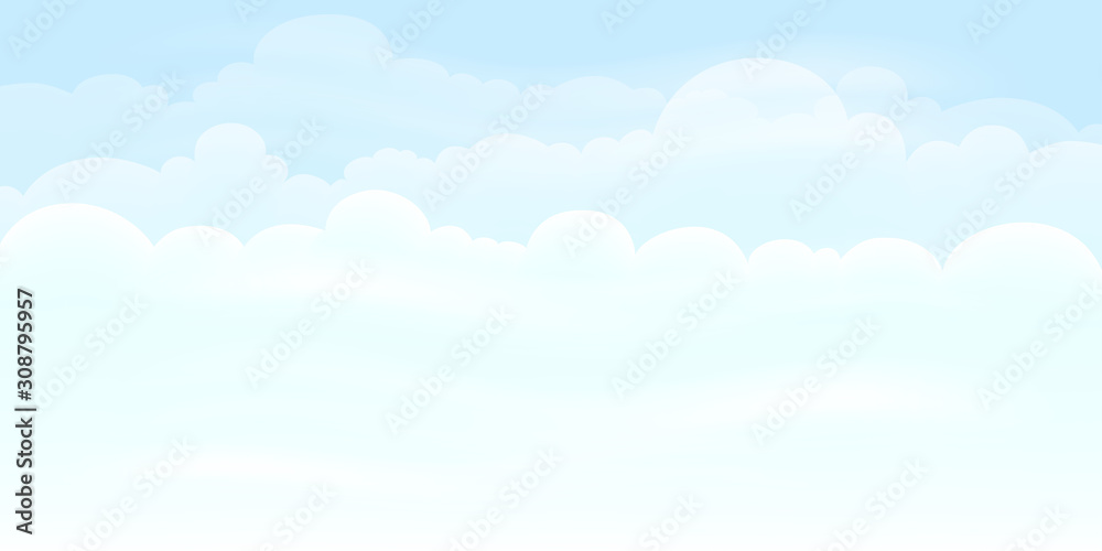 Vector Nature landscape background of blue sky and fluffy white clouds. illustration skyline for banner or spring summer background Vector Nature landscape background of blue sky and fluffy white clouds. illustration skyline for banner or spring summer background
