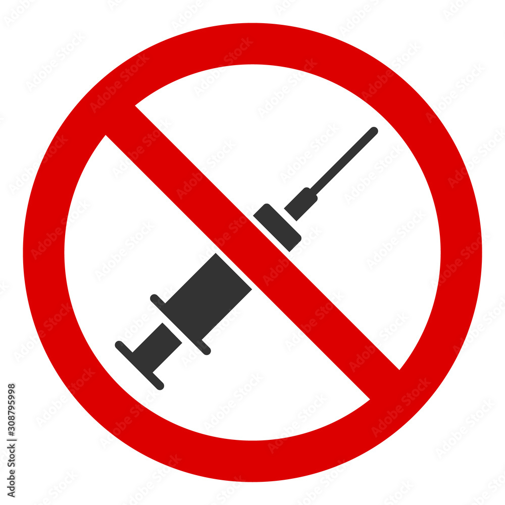 No syringe vector icon. Flat No syringe pictogram is isolated on a white background. No syringe vector icon. Flat No syringe pictogram is isolated on a white background.