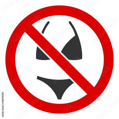 No swimsuit vector icon. Flat No swimsuit symbol is isolated on a white background.