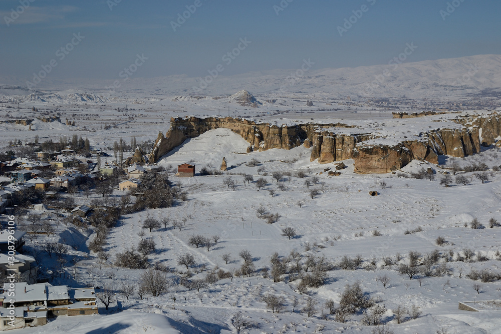 Cappadocia (Turkey) in winter in snow