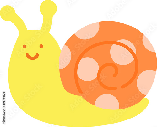 Flat colored pastel orange snail