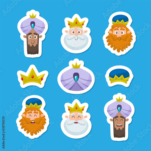 Three kings day sticker collection.