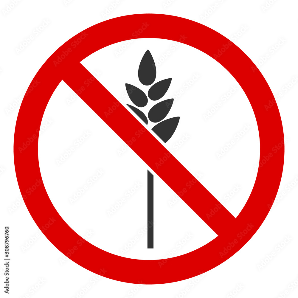 No wheat vector icon. Flat No wheat symbol is isolated on a white background. No wheat vector icon. Flat No wheat symbol is isolated on a white background.