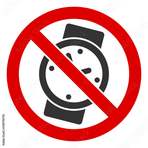 No watches vector icon. Flat No watches pictogram is isolated on a white background.