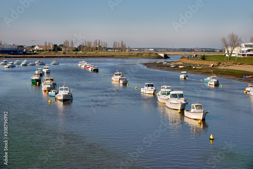 Port on the La Vie river at Saint-Gilles-Croix-de-Vie, commune in the Vendée department in the Pays de la Loire region in western France