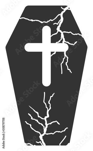 Old coffin vector icon. Flat Old coffin pictogram is isolated on a white background.