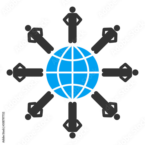 Planetary society vector icon. Flat Planetary society pictogram is isolated on a white background.
