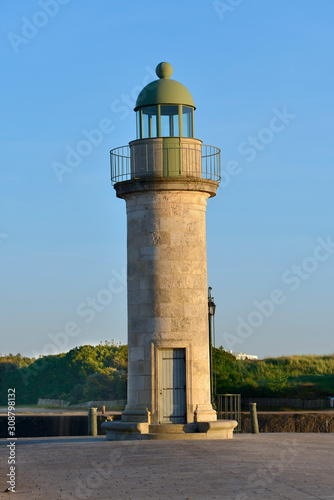 Lighthouse in the port of Saint-Gilles-Croix-de-Vie  commune in the Vend  e department in the Pays de la Loire region in western France