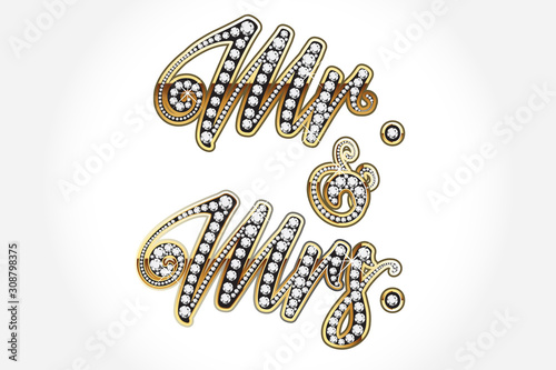 Mr. and Mrs. gold diamonds wedding card