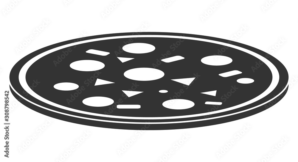 Round pizza vector icon. Flat Round pizza pictogram is isolated on a white background. Round pizza vector icon. Flat Round pizza pictogram is isolated on a white background.