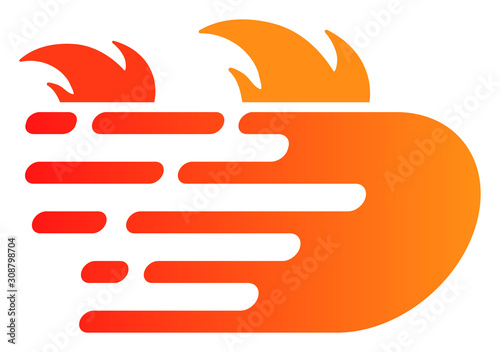 Rush fire vector icon. Flat Rush fire symbol is isolated on a white background.