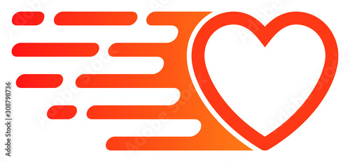 Rush love heart vector icon. Flat Rush love heart pictogram is isolated on a white background.