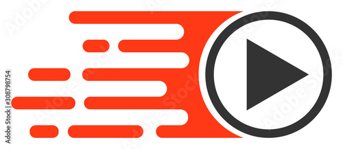 Rush play symbol vector icon. Flat Rush play symbol pictogram is isolated on a white background.