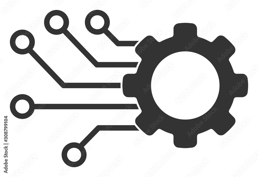 Smart gear vector icon. Flat Smart gear pictogram is isolated on a white background. Smart gear vector icon. Flat Smart gear pictogram is isolated on a white background.