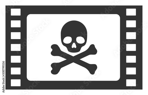 Stolen movie vector icon. Flat Stolen movie pictogram is isolated on a white background.