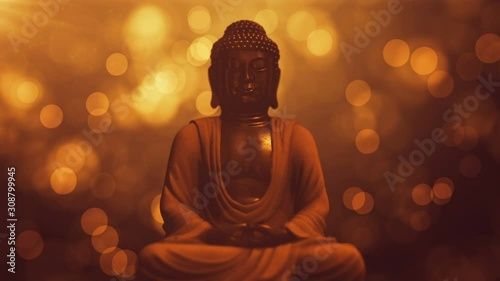 Buddha background. You can use it for a technology, stage, communication or social media background. Seamless loop. photo