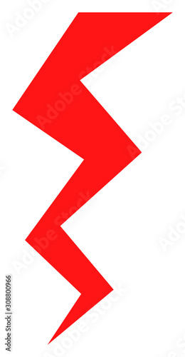 Zigzag strike vector icon. Flat Zigzag strike pictogram is isolated on a white background.