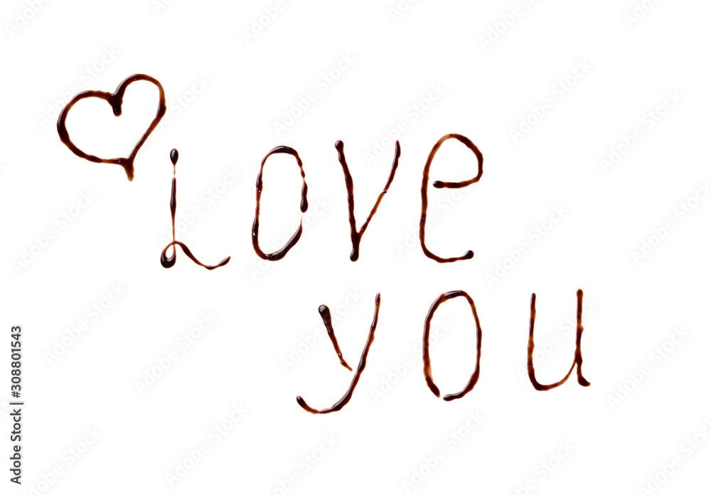 Text love you made by chocolate