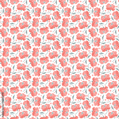 Flowers seamless pattern. Pink floral background