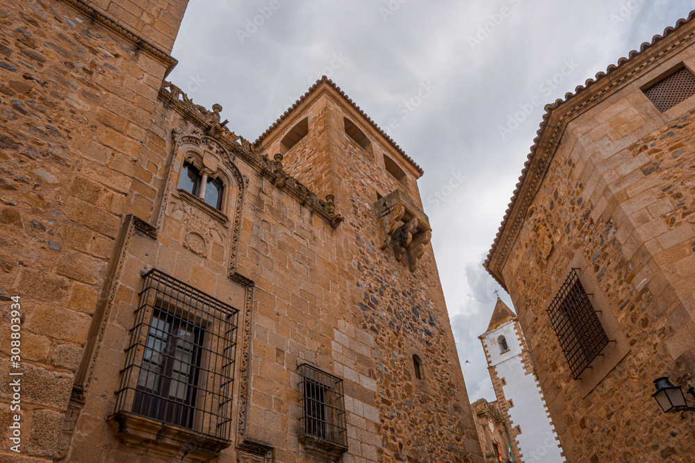 Golfines de Abajo Palace in Caceres, Spain. The Old town of Caceres is declared a UNESCO World Heritage site ref 384b