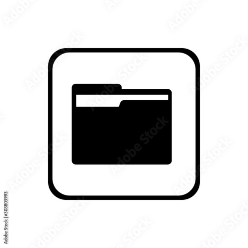 vector black icon document folder on a white background