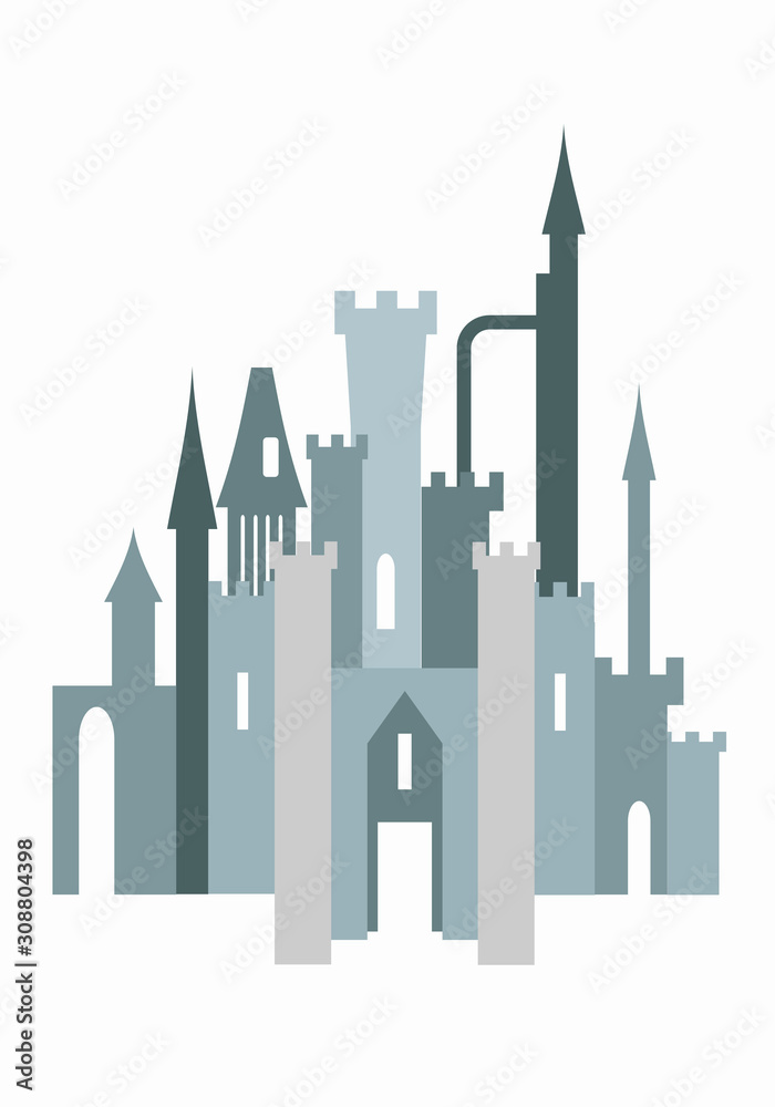 Castle vector illustration. Citadel. Stronghold. Medieval building.