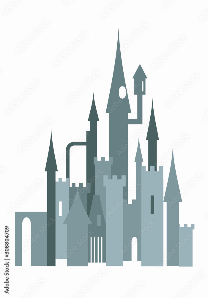 Castle vector illustration. Citadel. Stronghold. Medieval building.