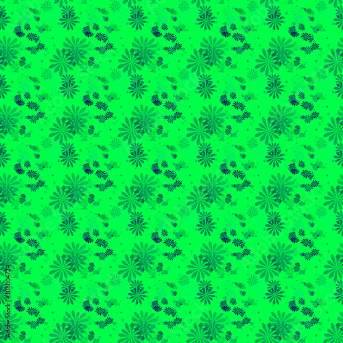 Cute Floral pattern in the green small flower. Motifs scattered random. Seamless texture. Elegant template for fashion prints. Printing with very small flowers.